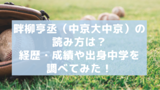 畔柳亨丞 中京大中京 の読み方は 経歴 成績や出身中学を調べてみた アラフィフが気になる物や人を紹介ブログ